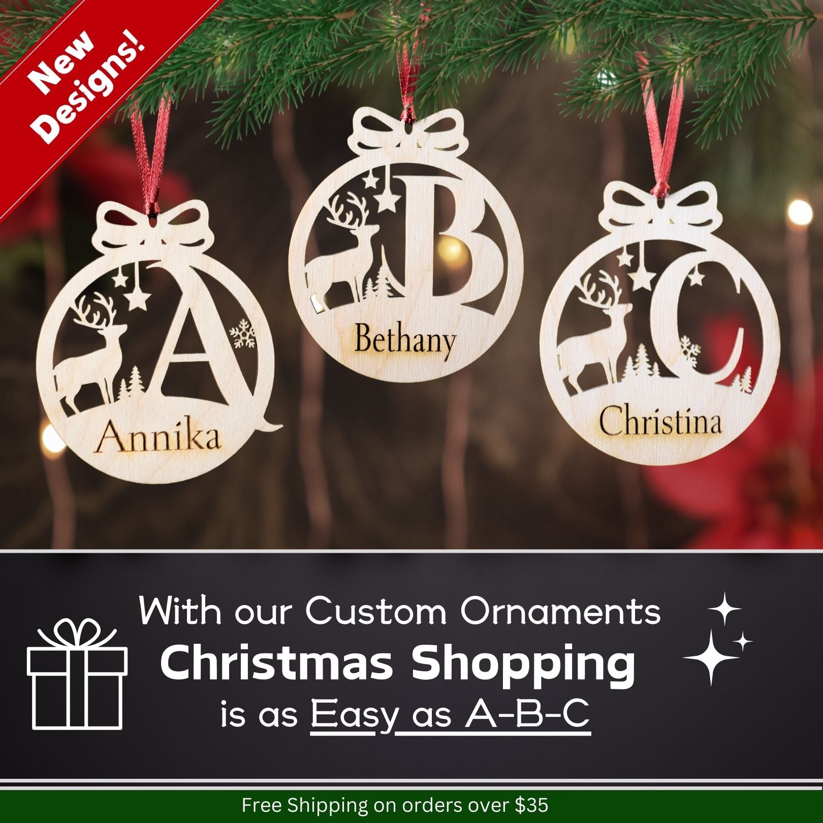 Personalized Monogram Deer Ornament
