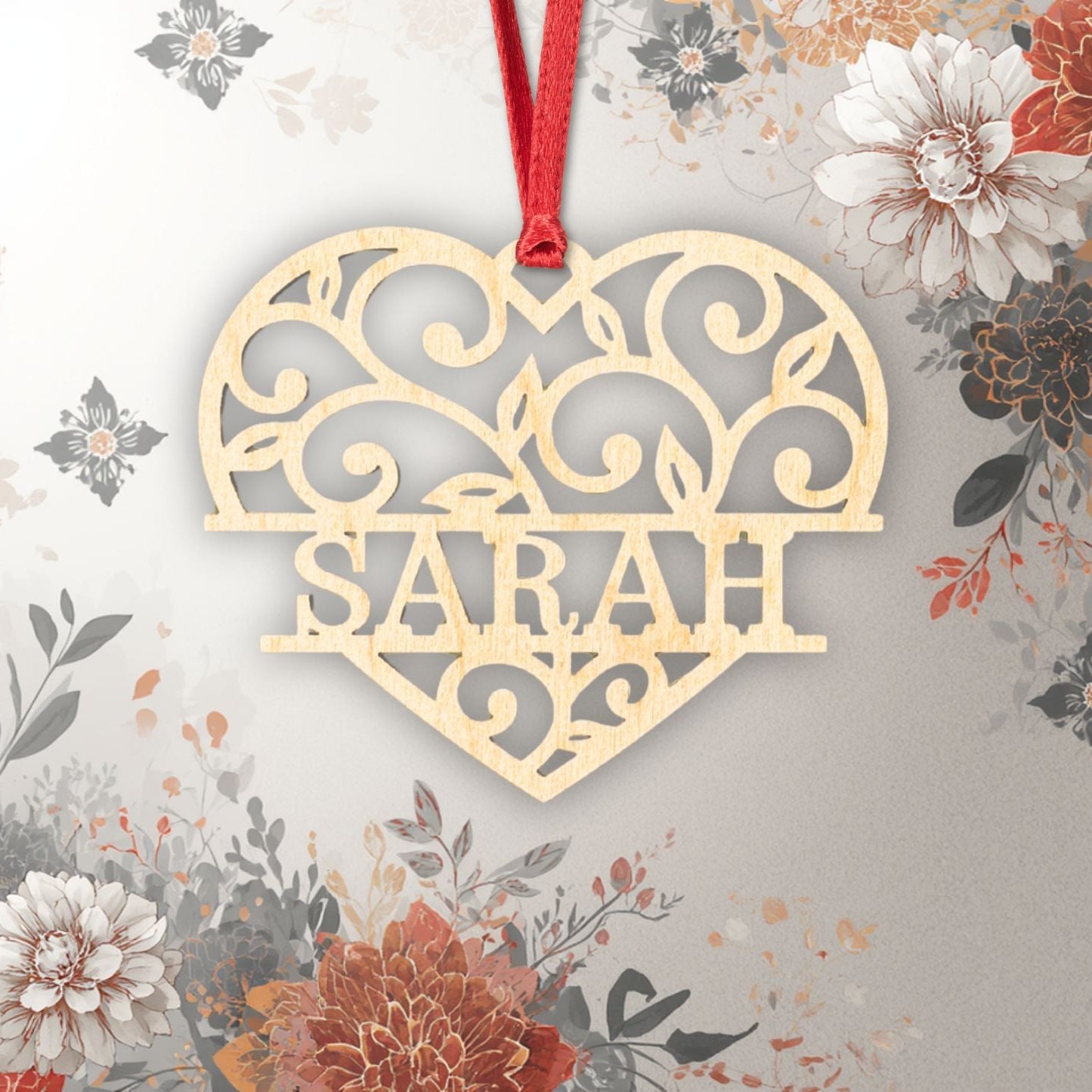 personalized heart ornament made from baltic birch in the united states