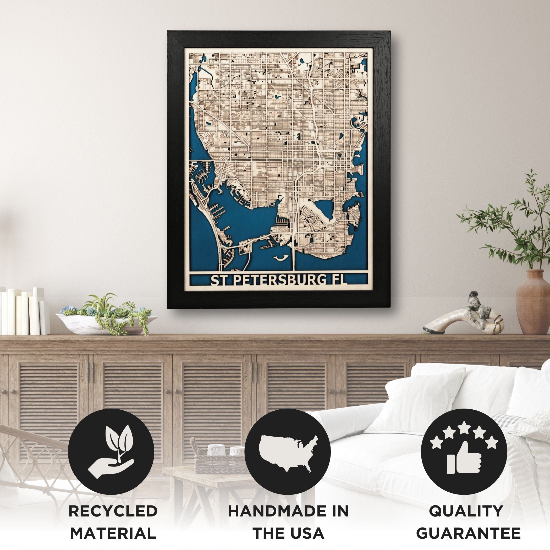 St. Petersburg Florida Laser Cut Map