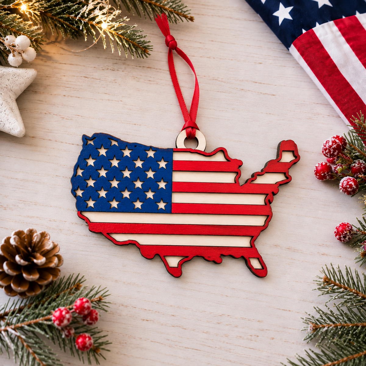 United States Map Ornament