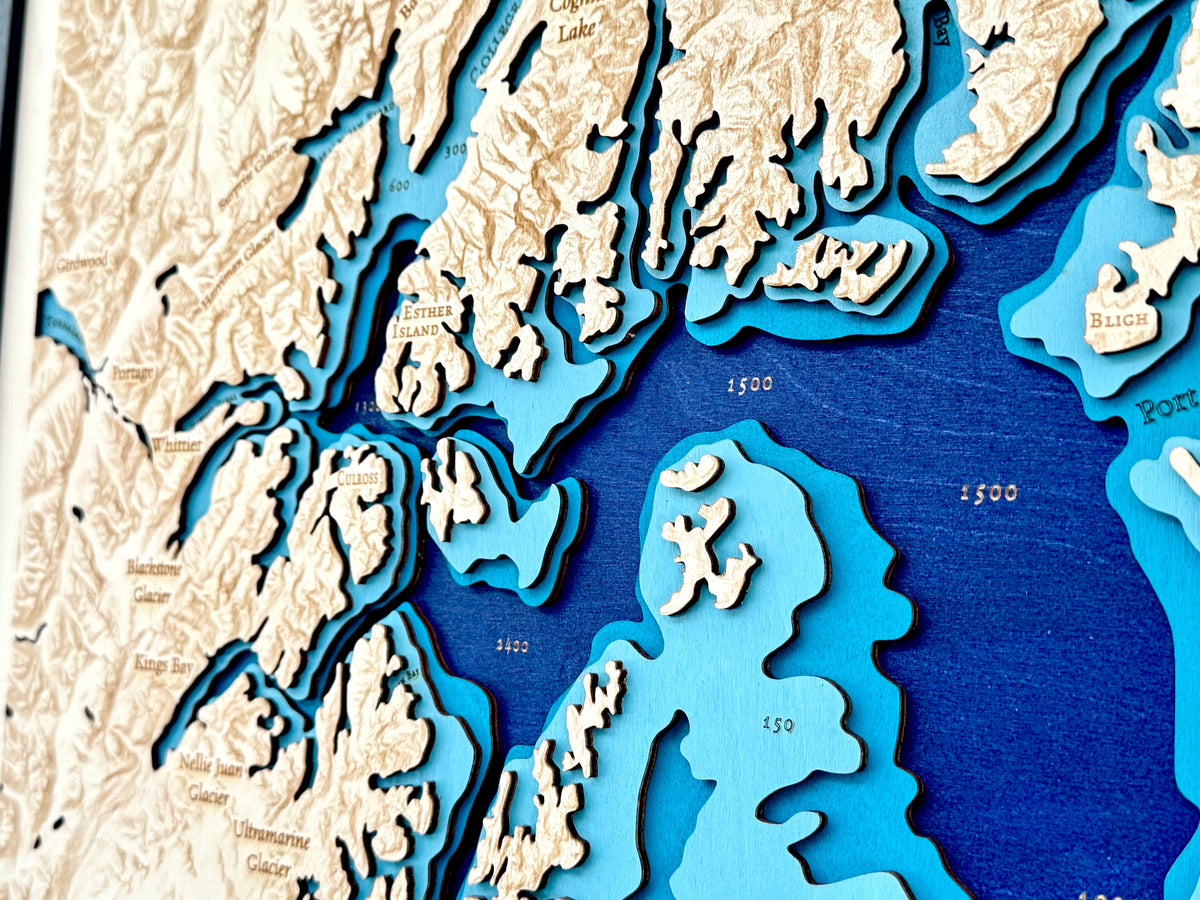 Topographic map with elevation details in blue and beige