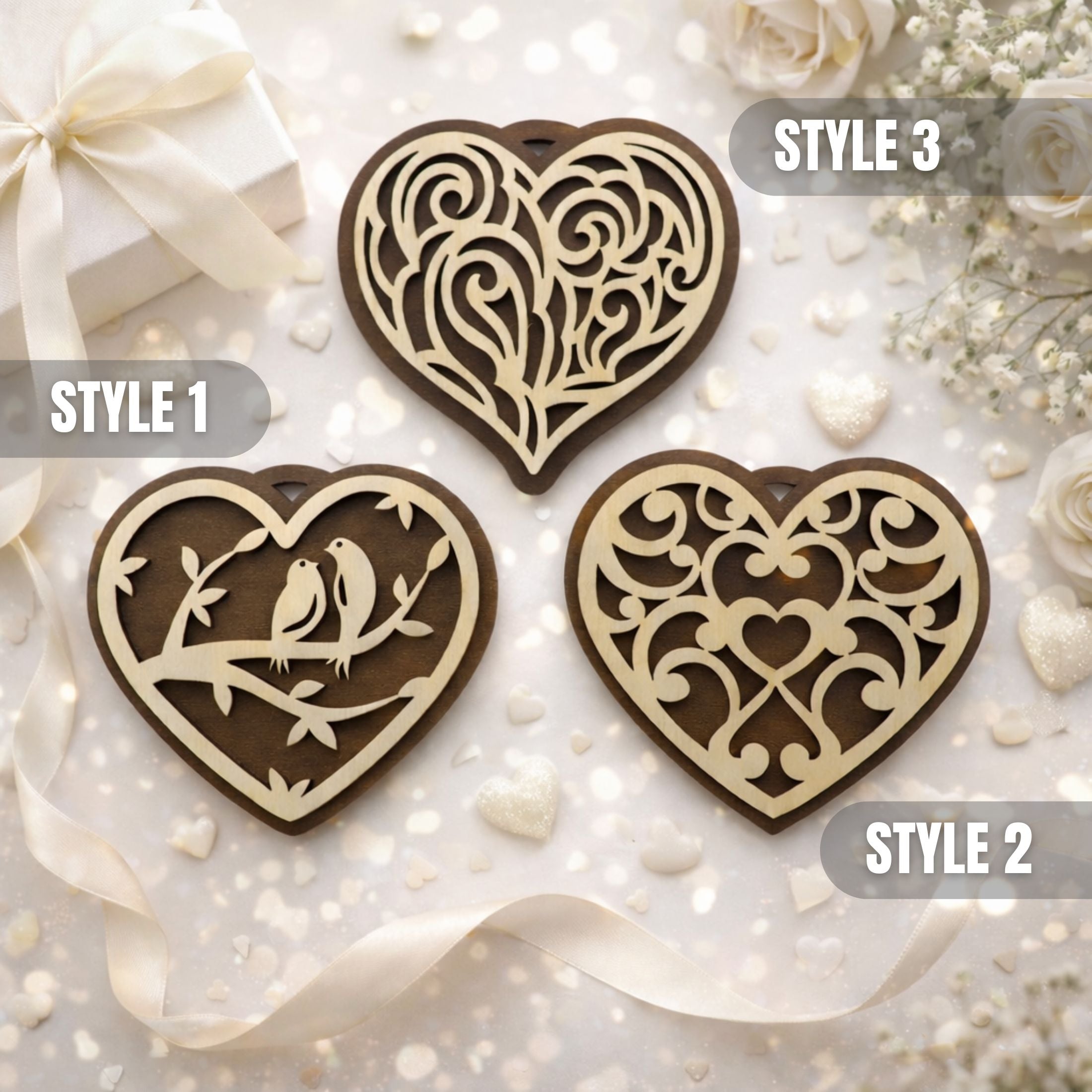 Heirloom Layered Heart Ornaments