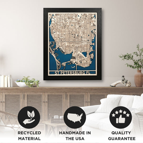 St. Petersburg Florida Laser Cut Map