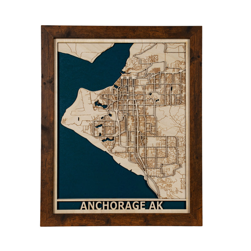 Anchorage AK 3D Wooden Map