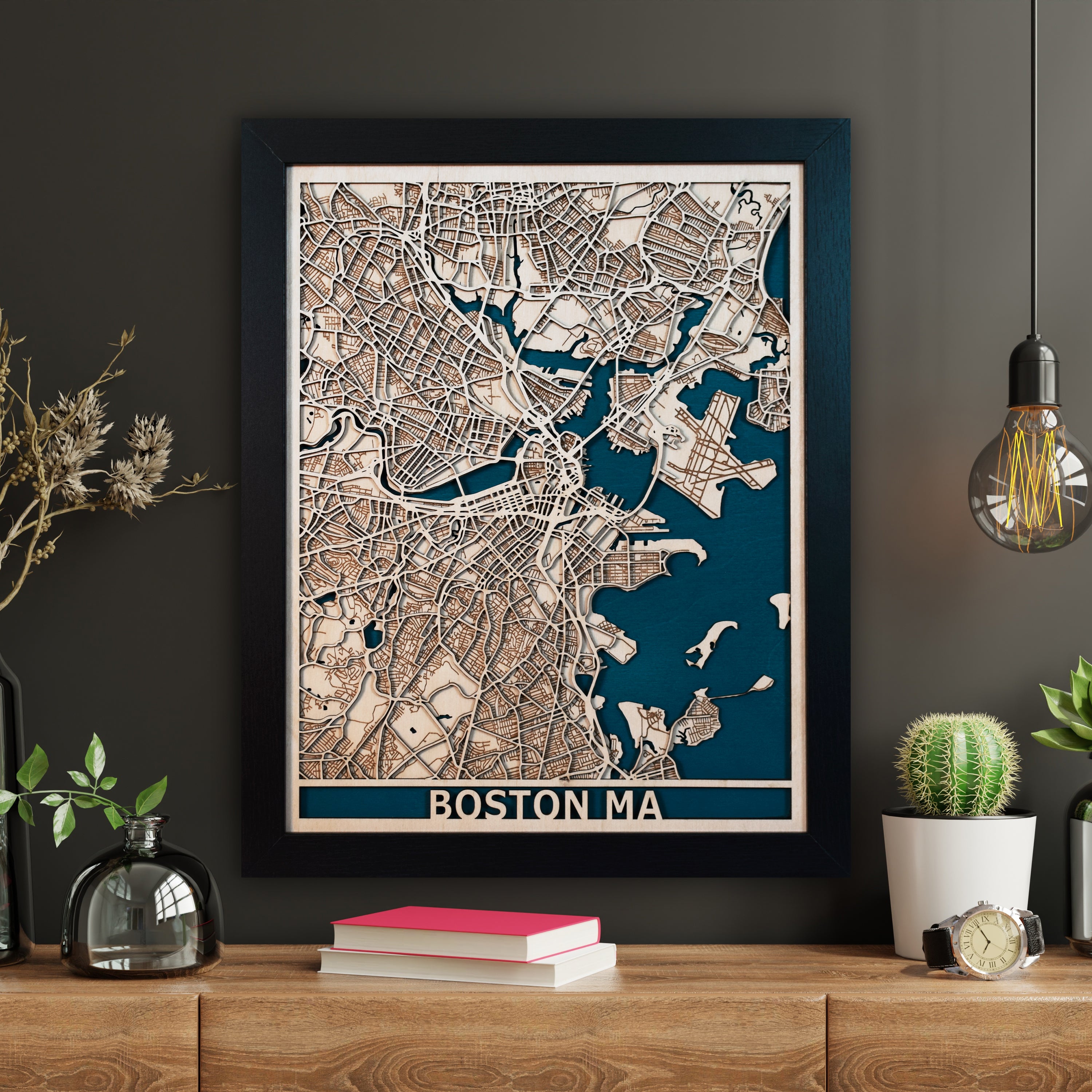 Boston Massachusetts Laser Cut Map