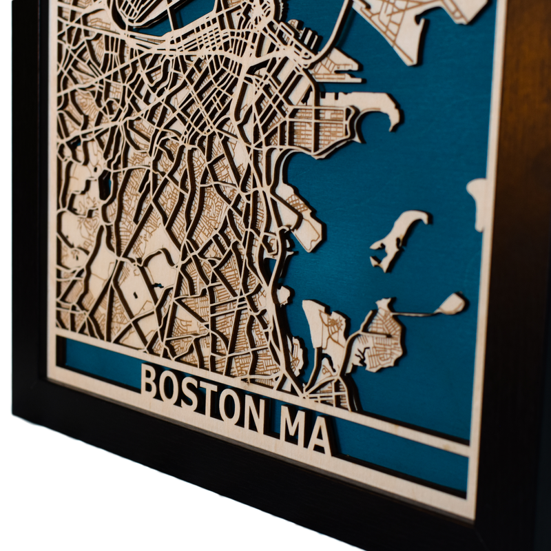 Boston Massachusetts Laser Cut Map